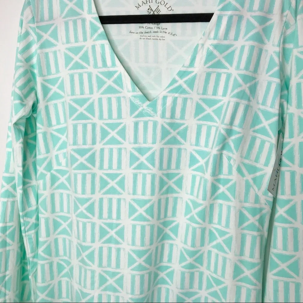 NWT MAHI GOLD mint green white Bimini dress Extra Large XL - Picture 2 of 5